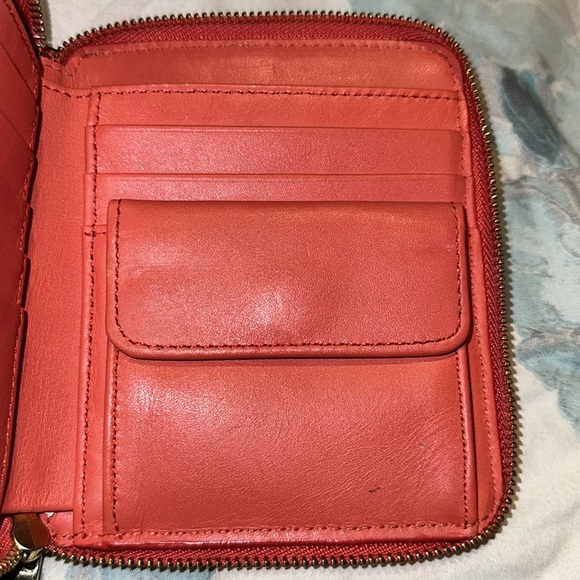 COACH Coral Crosshatch Leather Wallet Pristine - Picture 7 of 16